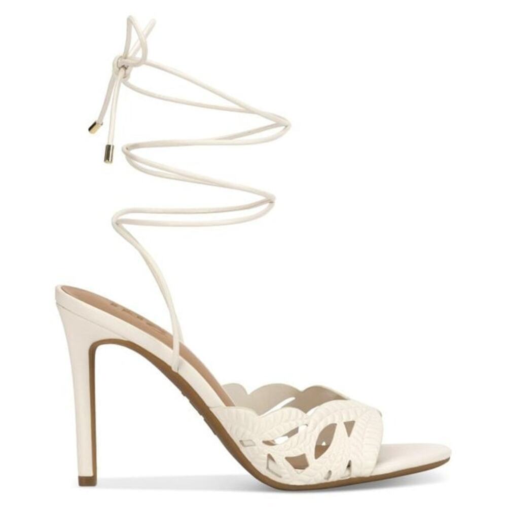 INC Hassan White Linen Strappy Stiletto Heels Size 10 NIB